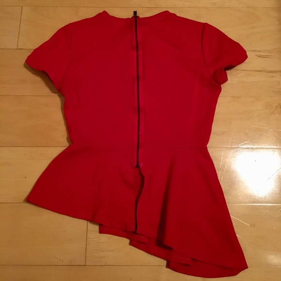 BCBG Red Peplum cotton shirt - Picture 4 of 7